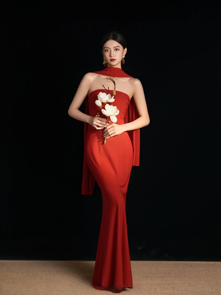 Red Retro Chinese Style Dress  - огляд і ціна Ethnic Fashion Photography