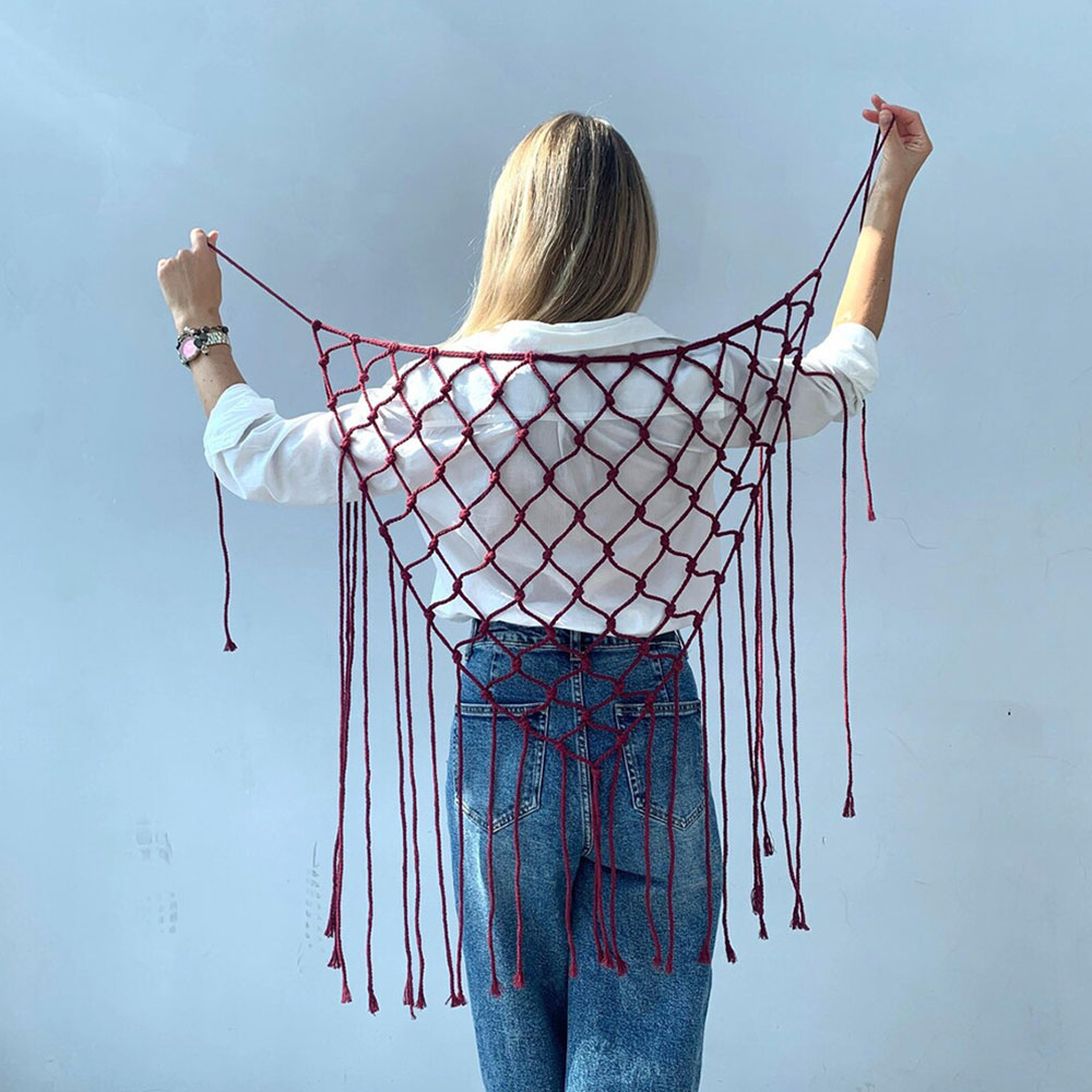 Bohemian Hollow Net Tassel Sca - огляд і ціна Ethnic Fashion House