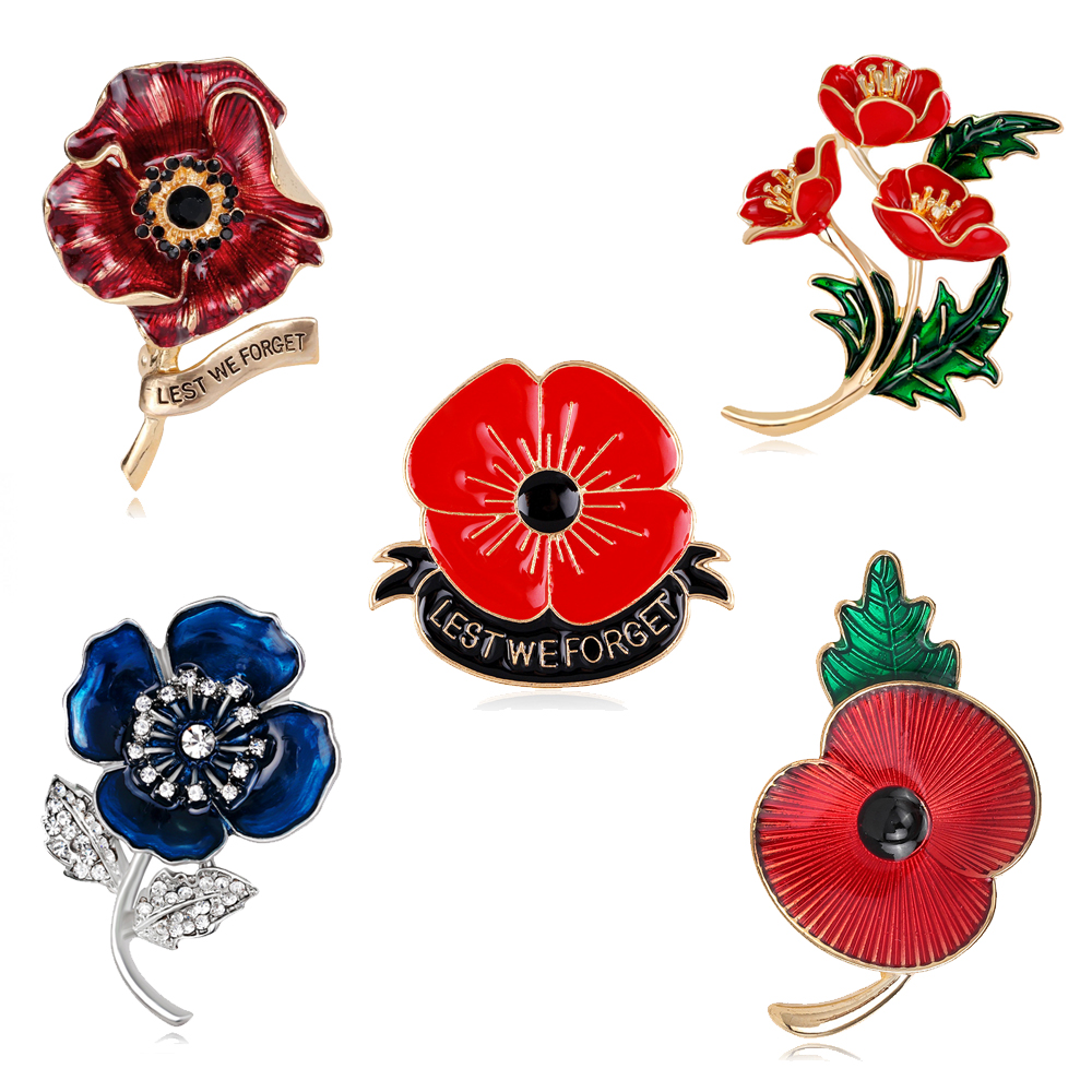 Enameled Red Poppy Flower Broo - огляд і ціна Ethnic Fashion Uk