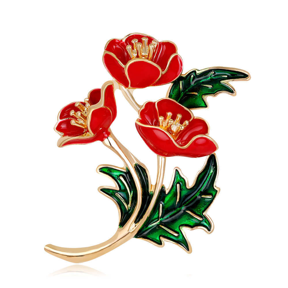 Enameled Red Poppy Flower Broo - огляд і ціна Ethnic Fashion Uk