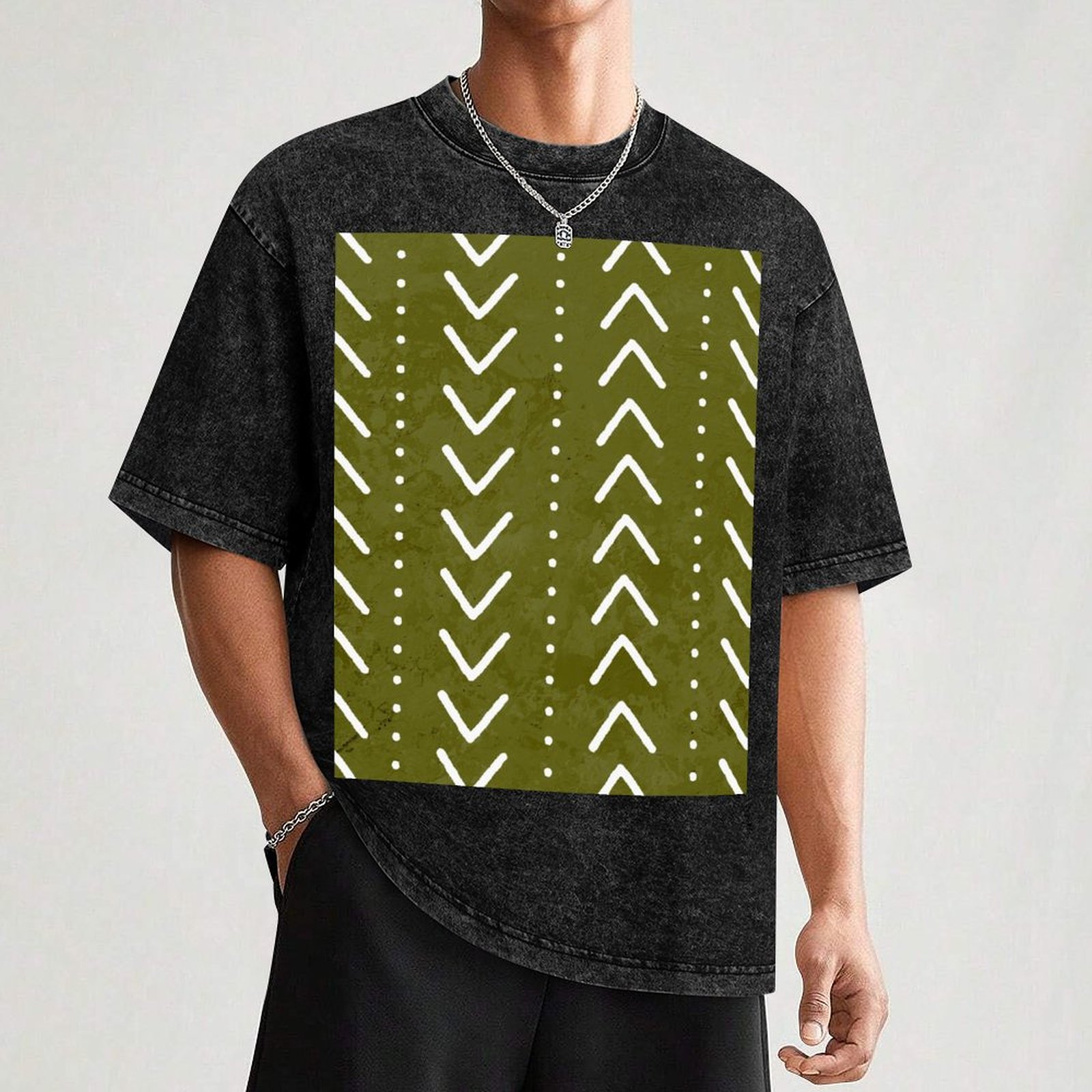 Olive Green Mudcloth Arrows Pa - огляд і ціна Mudcloth Print Top