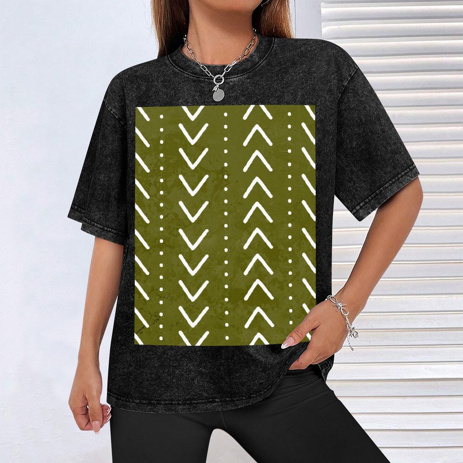Olive Green Mudcloth Arrows Pa - огляд і ціна Mudcloth Print Top